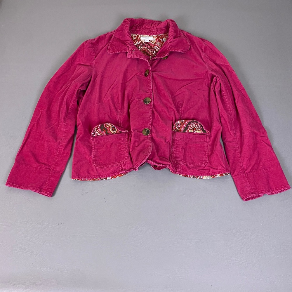 Charter Club Corduroy Jacket P/XL Petite Pink Button Front Paisley Lined